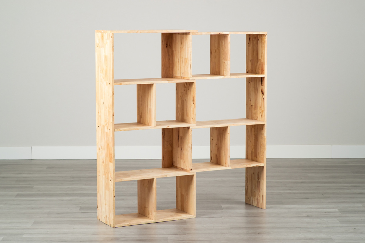 伸縮シェルフ 幅75.2~145cm ラバーウッド 無垢材 ( シェルフ ラック 伸縮 天然木 NATURAL SIGNATURE 木製 シンプル 飾り棚 棚 コーナー L字 間仕切り 収納 )