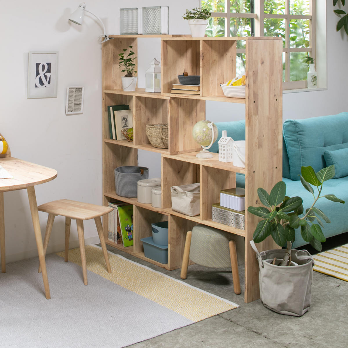 伸縮シェルフ 幅75.2~145cm ラバーウッド 無垢材 ( シェルフ ラック 伸縮 天然木 NATURAL SIGNATURE 木製 シンプル 飾り棚 棚 コーナー L字 間仕切り 収納 )