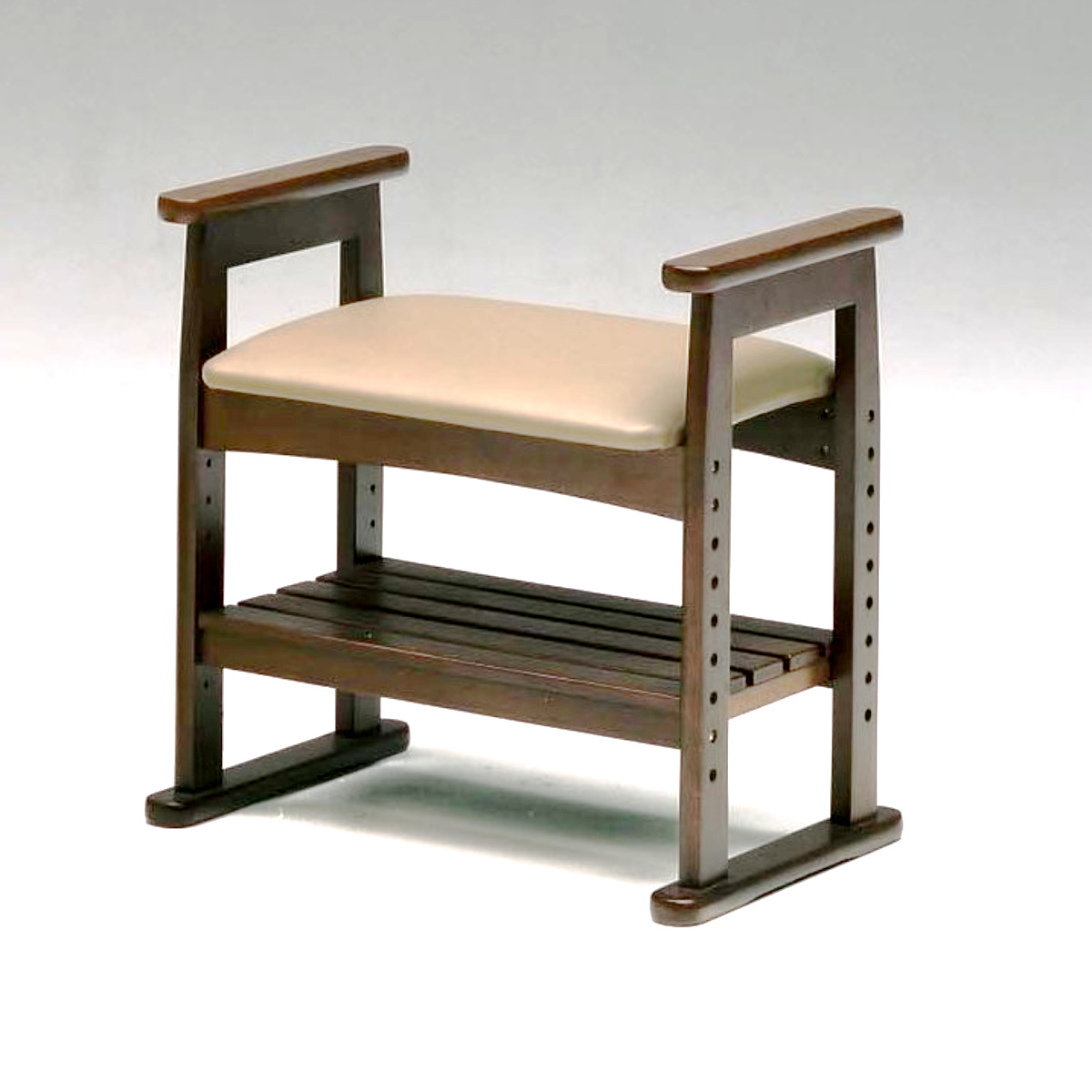 高座椅子 座面高40cm 収納棚付 サポートチェア クレソン （ チェア 椅子 肘掛け 座敷椅子木製 天然木 高さ調節 玄関椅子 立ち上がりやすい 玄関 高齢者 座椅子 チェアー イス いす 腰掛け 和室 木製 おしゃれ ）