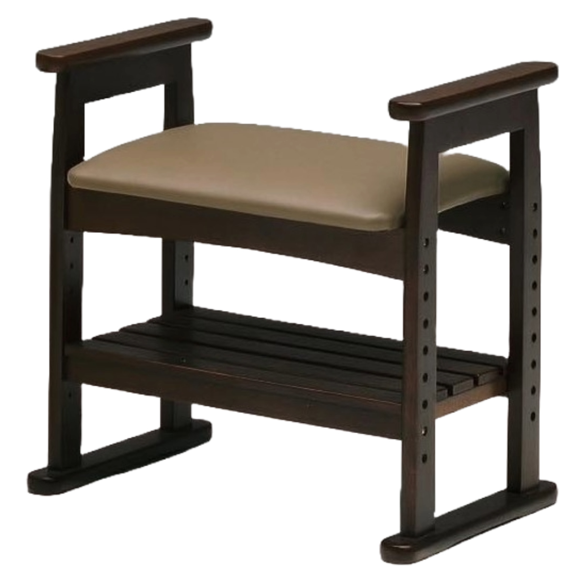 高座椅子 座面高40cm 収納棚付 サポートチェア クレソン ( チェア 椅子 肘掛け 座敷椅子木製 天然木 高さ調節 玄関椅子 立ち上がりやすい 玄関 高齢者 座椅子 チェアー イス いす 腰掛け 和室 木製 おしゃれ )