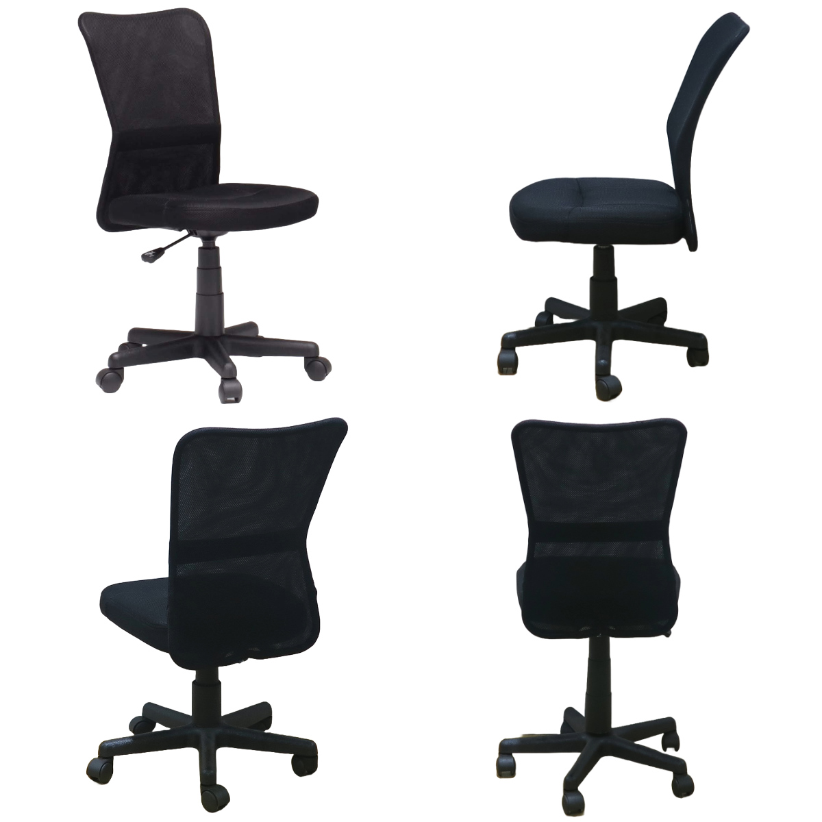 オフィスチェア メッシュ 肘なしタイプ 座面高42~54cm ガス圧チェア ルーア ( ワークチェア パソコンチェア キャスター付き 学習椅子 アームレス 高さ調節 チェア チェアー イス 椅子 いす オフィス 在宅 シンプル 通気性 )