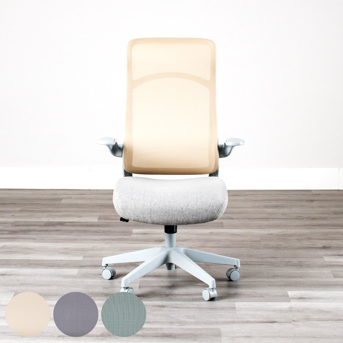 オフィスチェア メッシュ ハイバックタイプ 昇降式 座面高47～56.5cm フェイト （ ワークチェア パソコンチェア 肘掛け デスクチェア ロッキング機能 座面 高さ調節 キャスター付き PCチェア チェア イス オフィス 仕事 勉強 ） 【アイボリー】