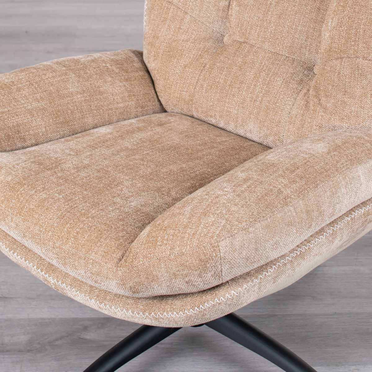 リビングチェア 座面高46cm オットマン付 シャルレ ( パーソナルチェア チェア 1人掛け 椅子 ロッキング機能 アームレス オットマン ハイバック 回転 リラックス チェアー イス いす 足置き リビング ファブリック 座面 広い ) 【ベージュ】 ベージュ