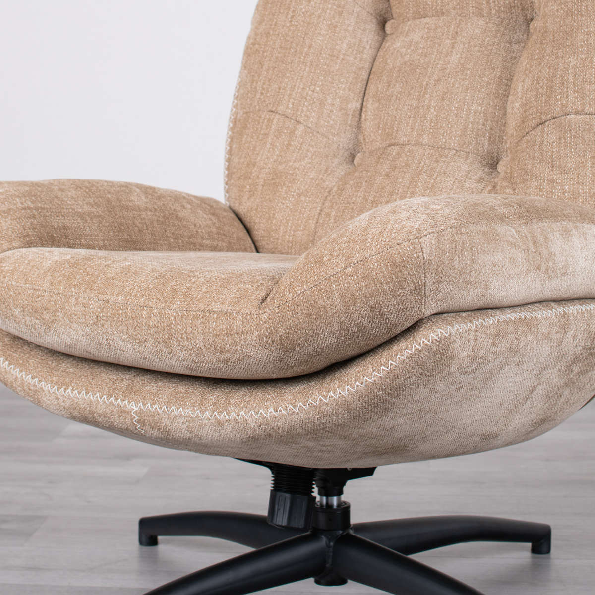 リビングチェア 座面高46cm オットマン付 シャルレ ( パーソナルチェア チェア 1人掛け 椅子 ロッキング機能 アームレス オットマン ハイバック 回転 リラックス チェアー イス いす 足置き リビング ファブリック 座面 広い ) 【ベージュ】 ベージュ