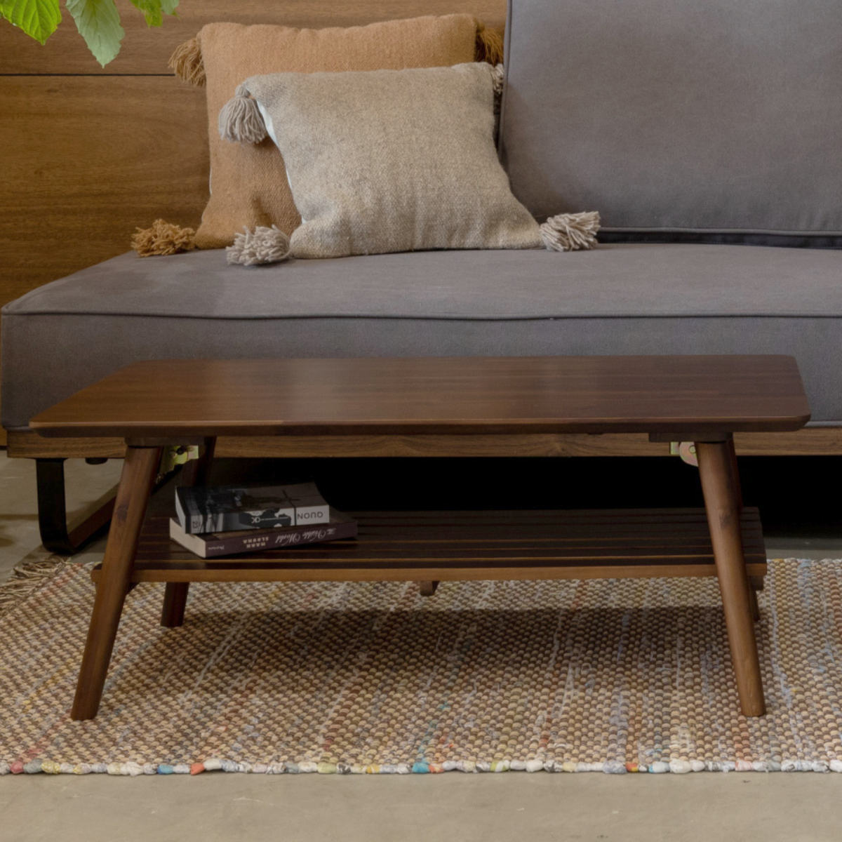 リビングテーブル 幅90cm 長方形 折りたたみ 収納棚付 コティ2 ( テーブル 机 リビング ローテーブル センターテーブル 木製 天然木 収納 棚板 折り畳み 完成品 コーヒーテーブル おしゃれ 木製テーブル 省スペース )