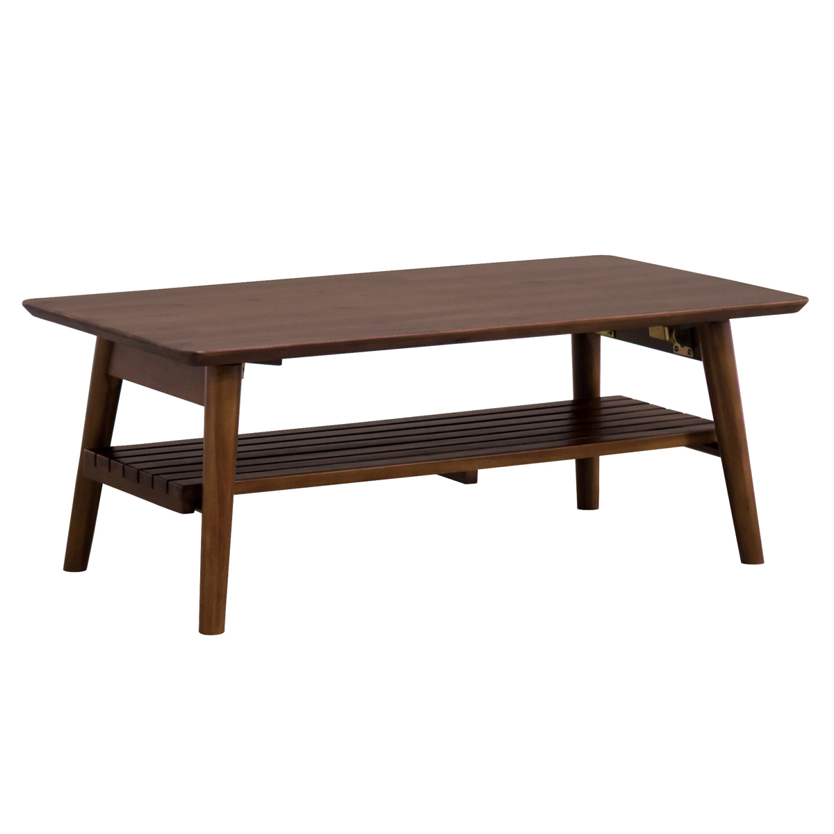 リビングテーブル 幅90cm 長方形 折りたたみ 収納棚付 コティ2 ( テーブル 机 リビング ローテーブル センターテーブル 木製 天然木 収納 棚板 折り畳み 完成品 コーヒーテーブル おしゃれ 木製テーブル 省スペース )