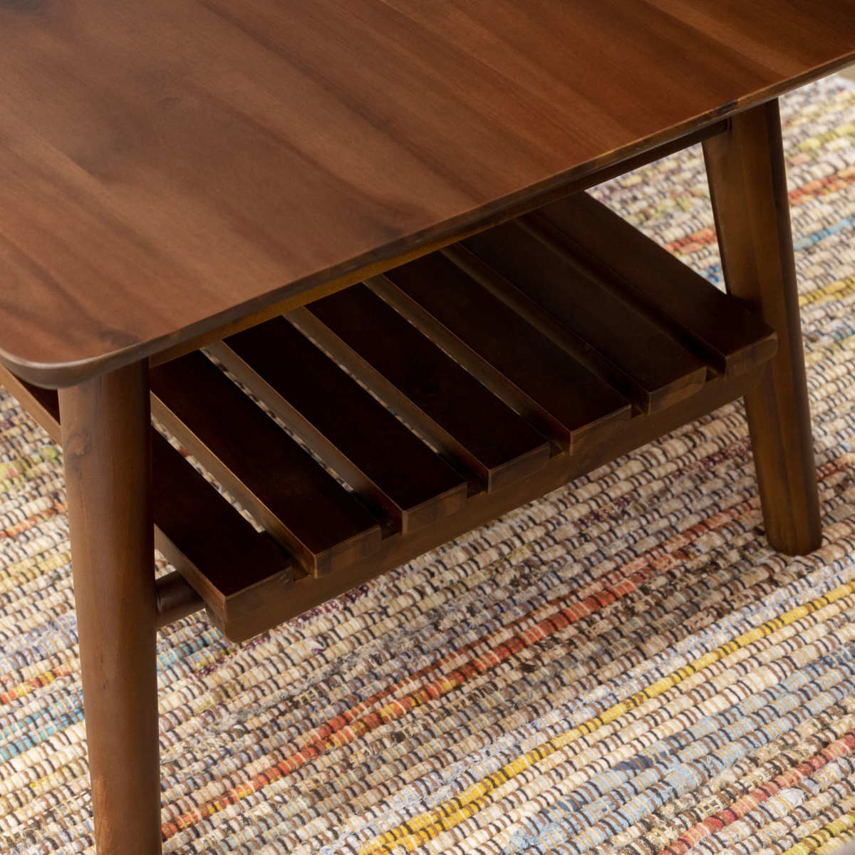 リビングテーブル 幅90cm 長方形 折りたたみ 収納棚付 コティ2 ( テーブル 机 リビング ローテーブル センターテーブル 木製 天然木 収納 棚板 折り畳み 完成品 コーヒーテーブル おしゃれ 木製テーブル 省スペース )