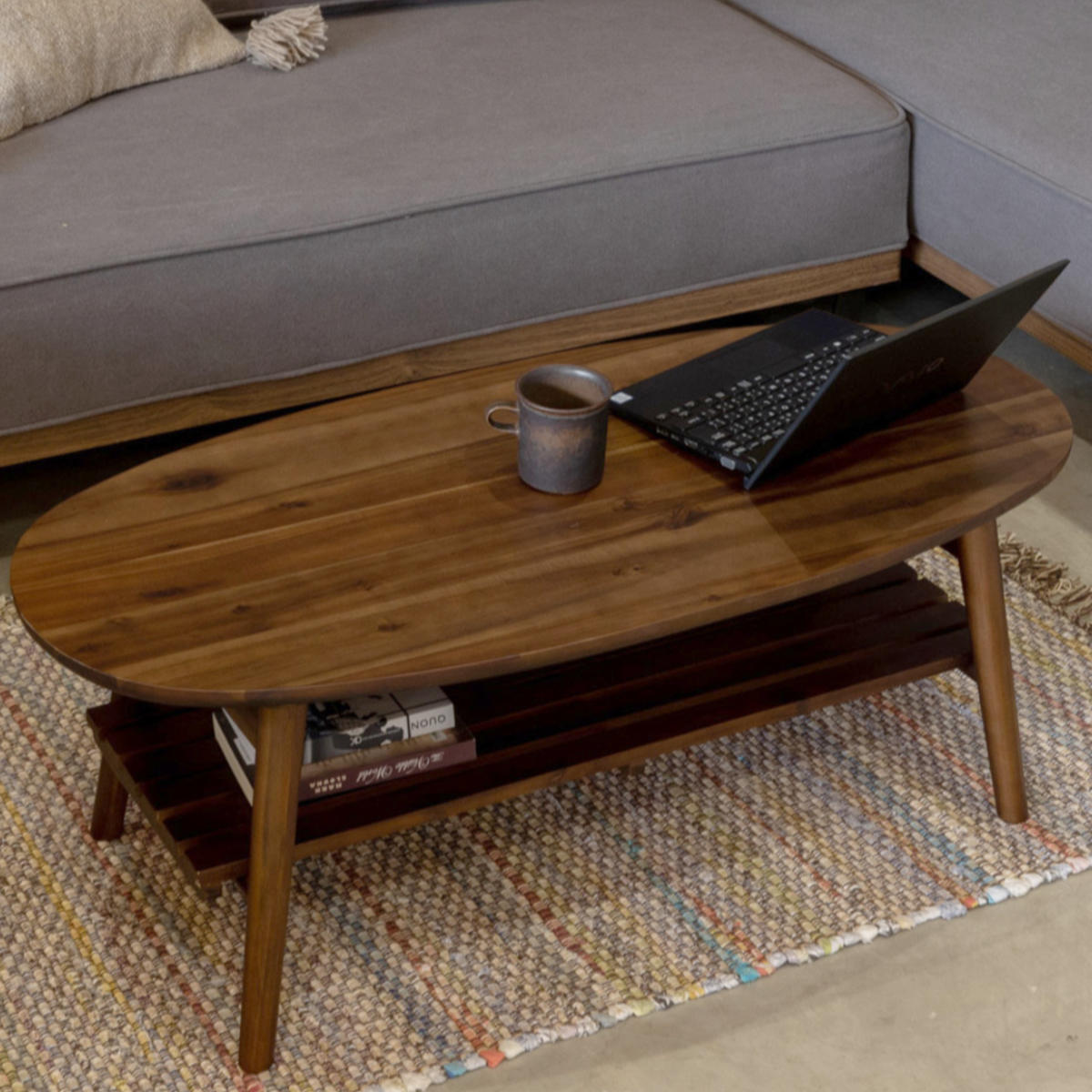 木製 ドール家具 オーバル テーブル テーブル 幅110 オーバルテーブル ローテーブル 楕円形 センター