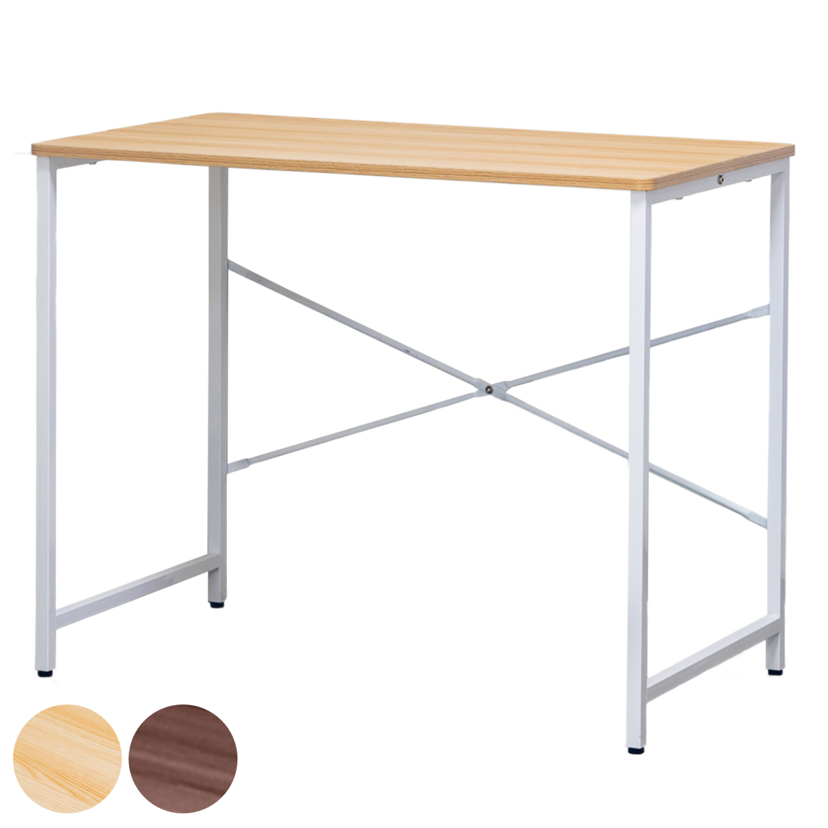 ワークデスク シンプル 幅90cm 奥行50cm トライベッカ （ デスク 机 学習机 勉強机 パソコンデスク オフィスデスク コンパクト 平机 学習デスク パソコン PC リビングデスク スチール おしゃれ シンプルデスク 大人 在宅 書斎机 ） 【ナチュラル×ホワイト】