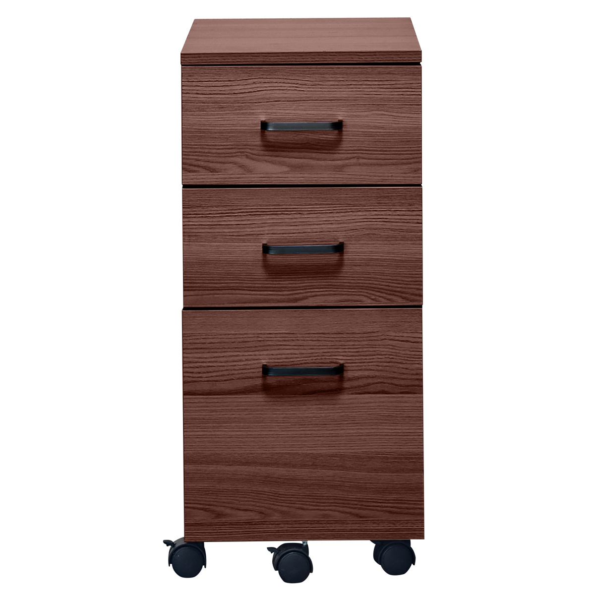 デスクワゴン 3段 コンパクト 幅30cm トライベッカ ( ワゴン サイドワゴン 引き出し 収納 デスク横 サイドチェスト フルオープン A4サイズ 脇机 キャビネット サイドキャビネット 書斎 書類整理 おしゃれ ) 【ブラウン×ブラック】 ブラウン×ブラック