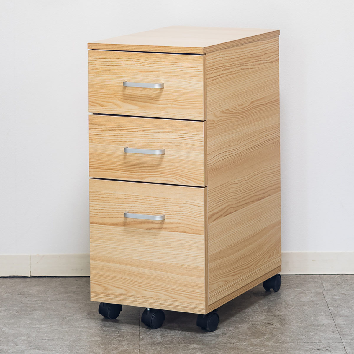 デスクワゴン 3段 コンパクト 幅30cm トライベッカ ( ワゴン サイドワゴン 引き出し 収納 デスク横 サイドチェスト フルオープン A4サイズ 脇机 キャビネット サイドキャビネット 書斎 書類整理 おしゃれ ) 【ブラウン×ブラック】 ブラウン×ブラック