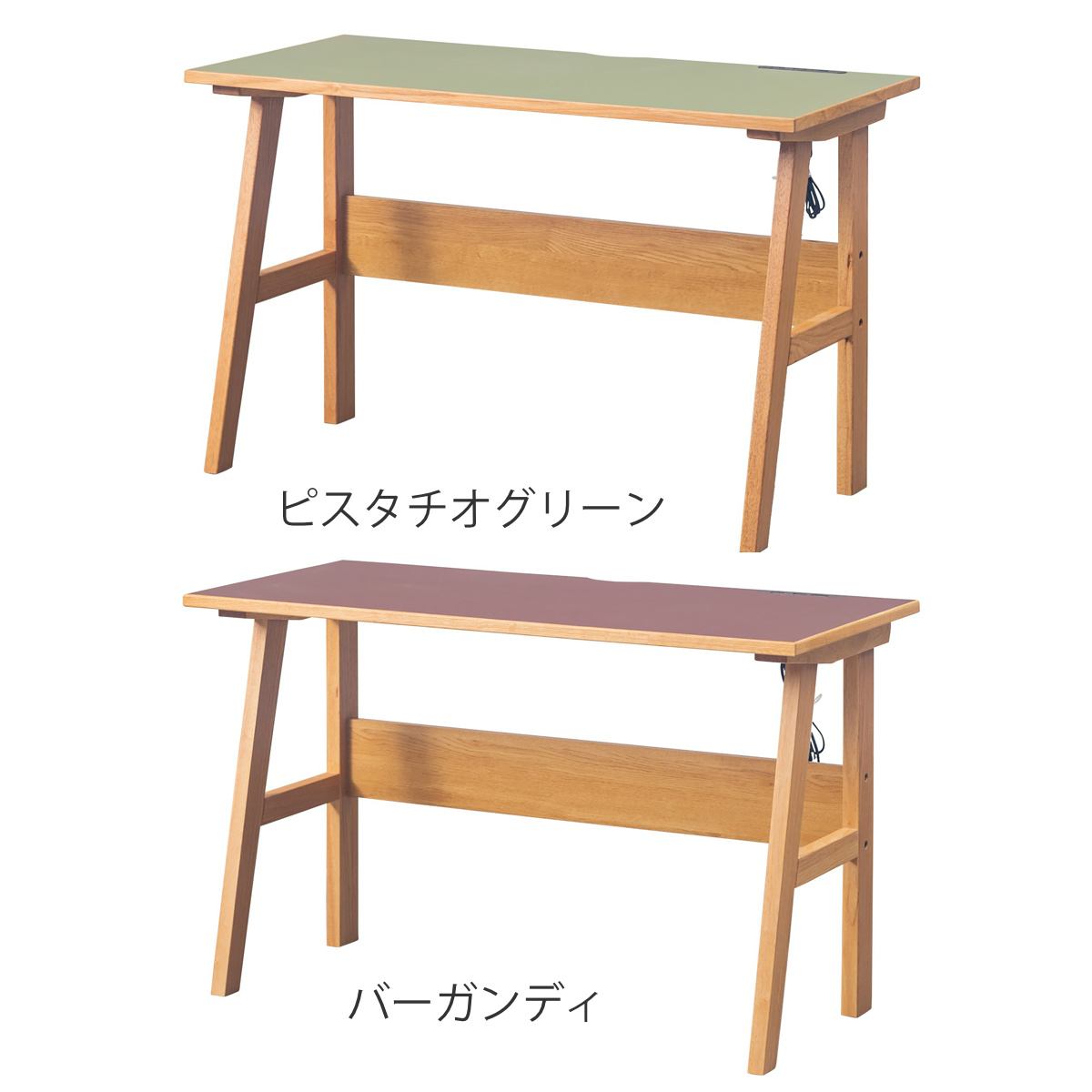 ワークデスク 幅120cm コンセント2口 USBポート付 リノ ( デスク 机 学習机 勉強机 パソコンデスク オフィスデスク コンパクト 平机 木製 学習デスク パソコン PC リビングデスク スチール おしゃれ ) 【バーガンディ】 バーガンディ