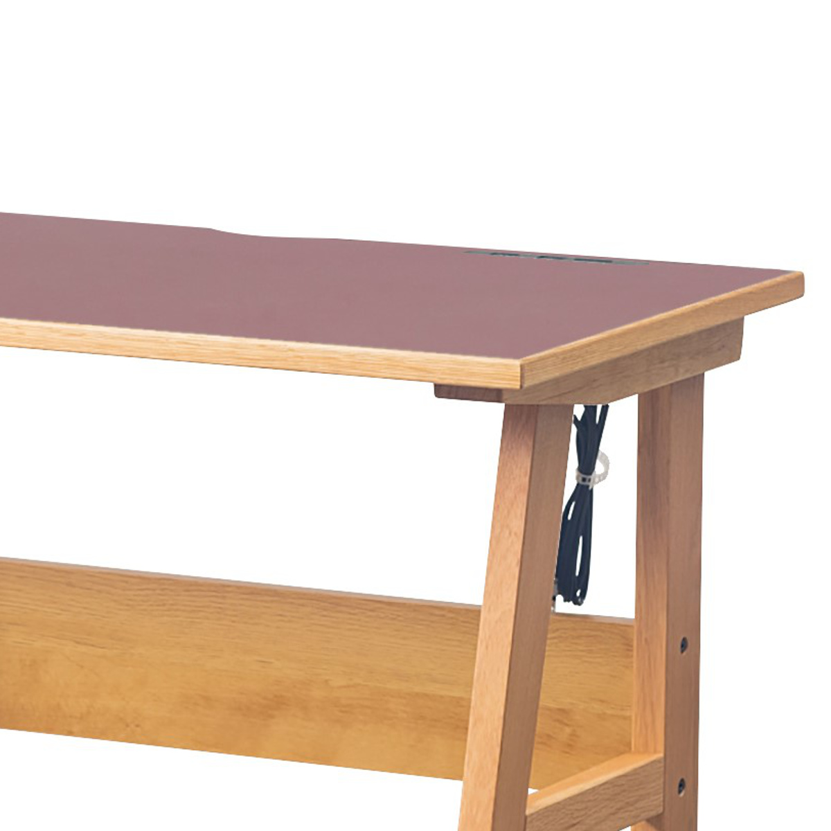 ワークデスク 幅120cm コンセント2口 USBポート付 リノ ( デスク 机 学習机 勉強机 パソコンデスク オフィスデスク コンパクト 平机 木製 学習デスク パソコン PC リビングデスク スチール おしゃれ ) 【バーガンディ】 バーガンディ