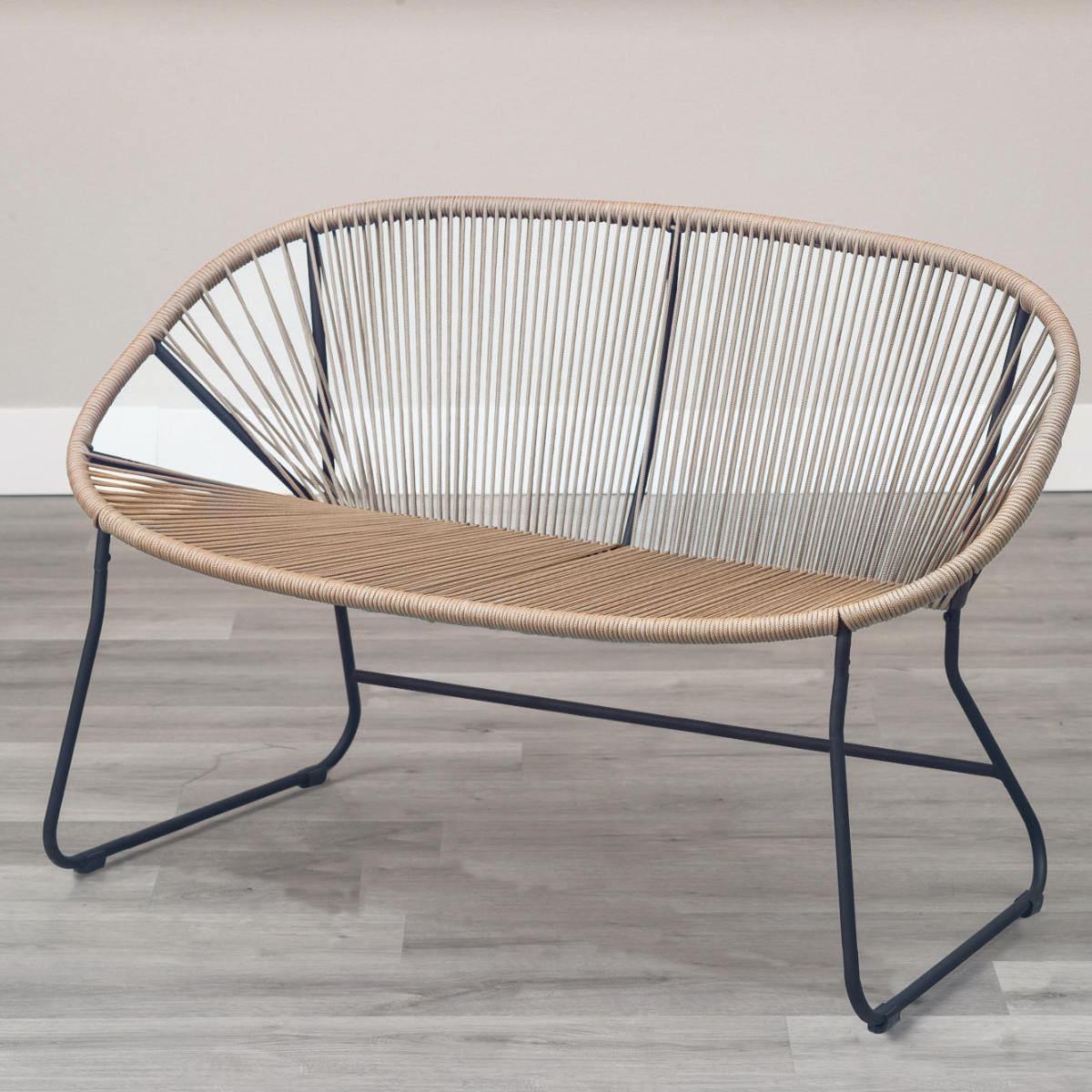 ベンチ 幅125cm 座面高43.5cm ロープベンチ ダフネ ( チェアー イス 椅子 2人掛け ロープ スチール 軽量 2人用 リビングチェア ダイニングベンチ スタイリッシュ おしゃれ カフェチェア パーソナルチェア いす リビング ダイニング ) 【アイボリー】 アイボリー