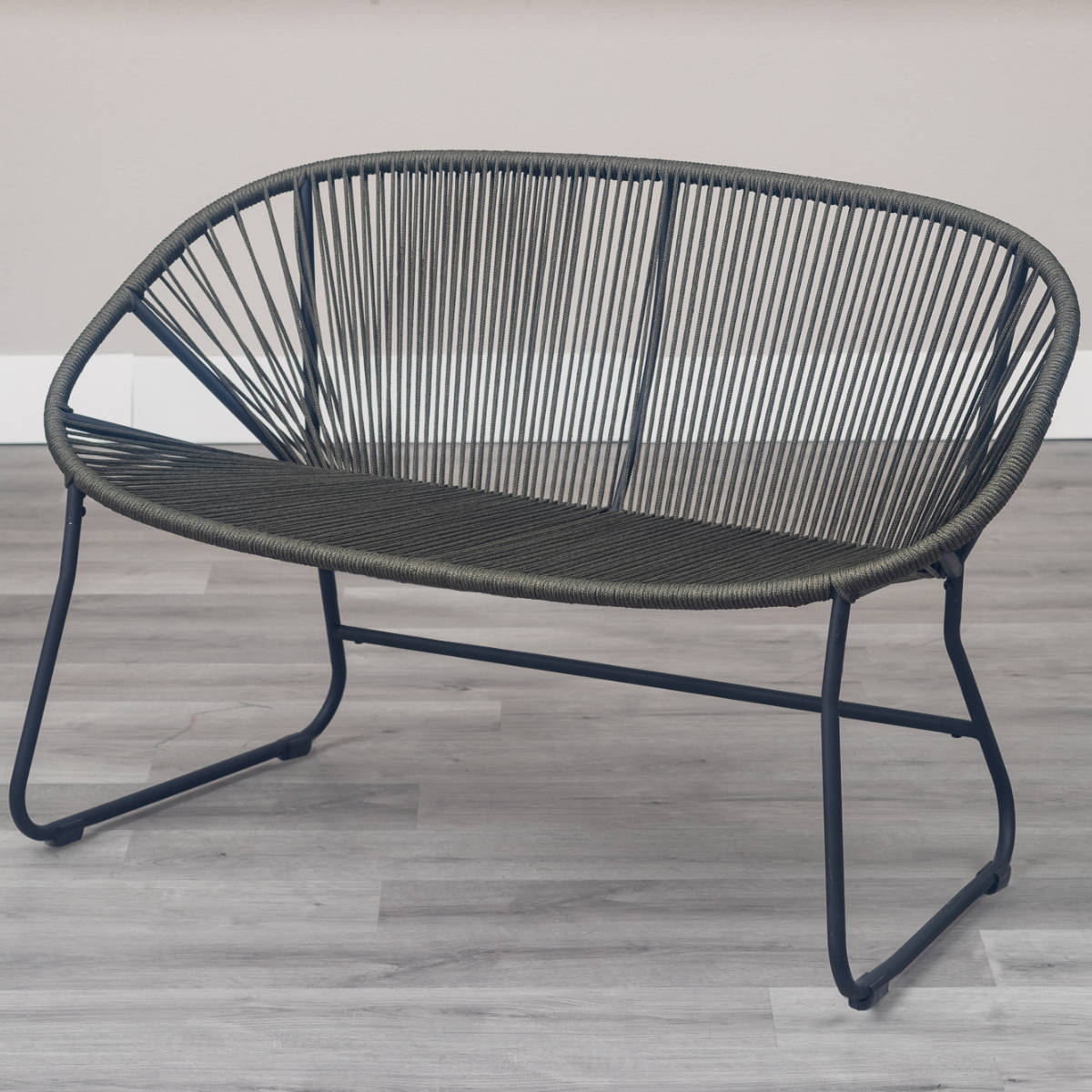 ベンチ 幅125cm 座面高43.5cm ロープベンチ ダフネ ( チェアー イス 椅子 2人掛け ロープ スチール 軽量 2人用 リビングチェア ダイニングベンチ スタイリッシュ おしゃれ カフェチェア パーソナルチェア いす リビング ダイニング ) 【アイボリー】 アイボリー