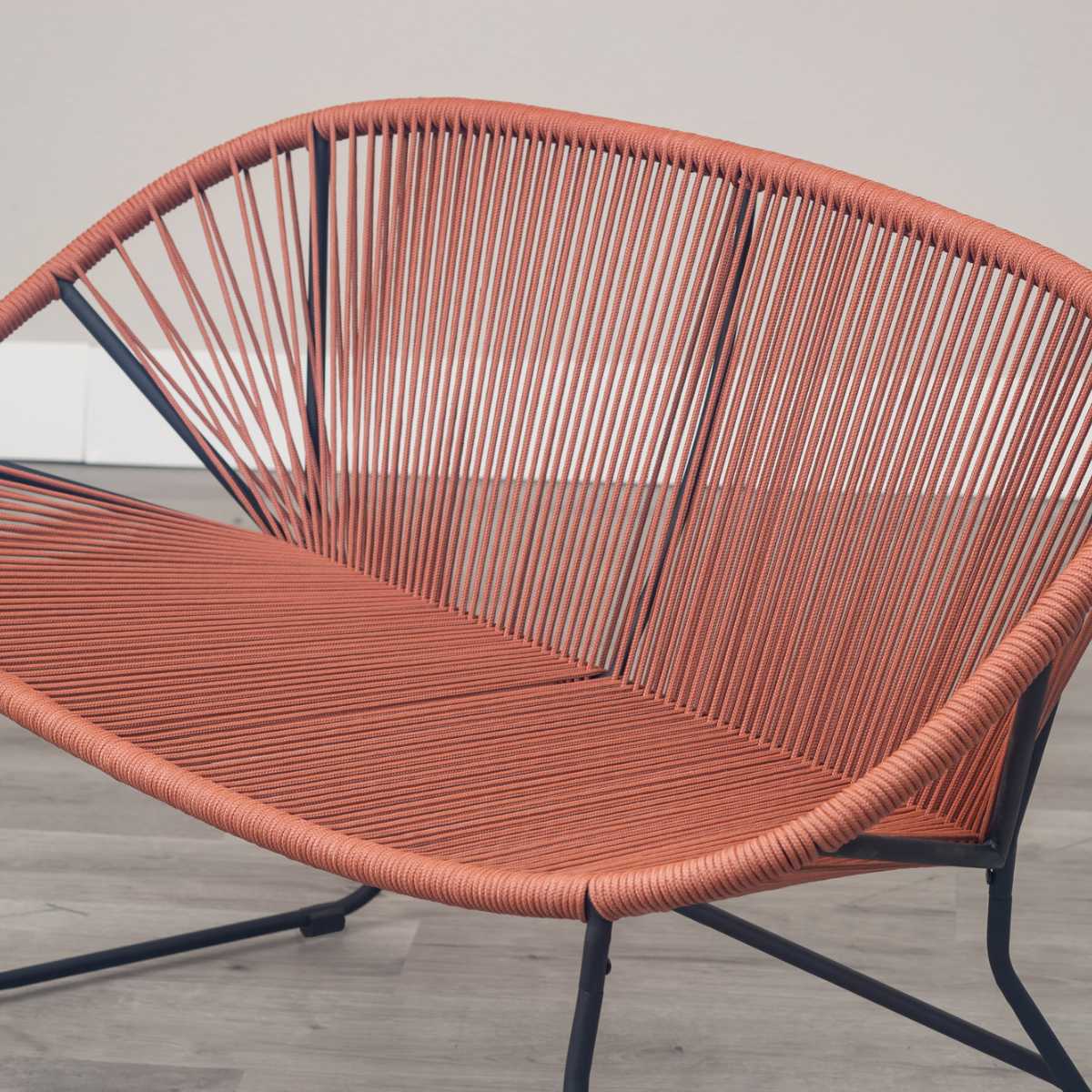 ベンチ 幅125cm 座面高43.5cm ロープベンチ ダフネ ( チェアー イス 椅子 2人掛け ロープ スチール 軽量 2人用 リビングチェア ダイニングベンチ スタイリッシュ おしゃれ カフェチェア パーソナルチェア いす リビング ダイニング ) 【アイボリー】 アイボリー