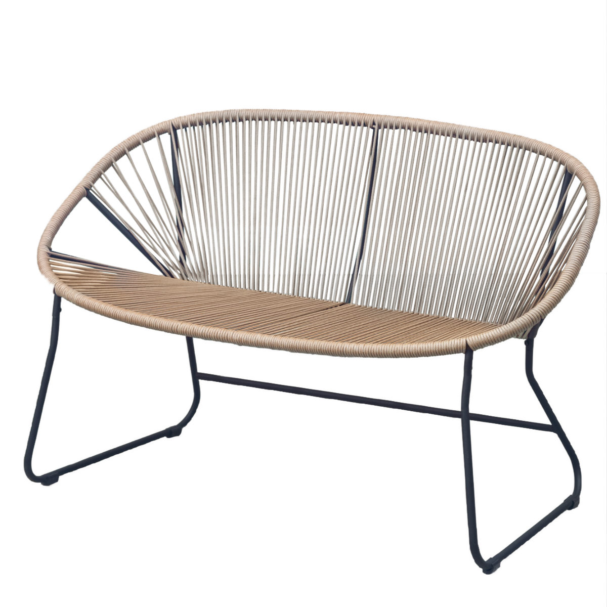 ベンチ 幅125cm 座面高43.5cm ロープベンチ ダフネ ( チェアー イス 椅子 2人掛け ロープ スチール 軽量 2人用 リビングチェア ダイニングベンチ スタイリッシュ おしゃれ カフェチェア パーソナルチェア いす リビング ダイニング ) 【アイボリー】 アイボリー