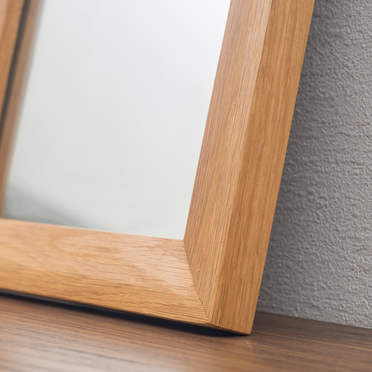 立てかけミラー 30×40cm フレア ( ミラー 鏡 ウォールミラー 立て掛け 天然木 木製フレーム 置き型 かがみ 玄関 四角 オーク無垢材 ナチュラル )