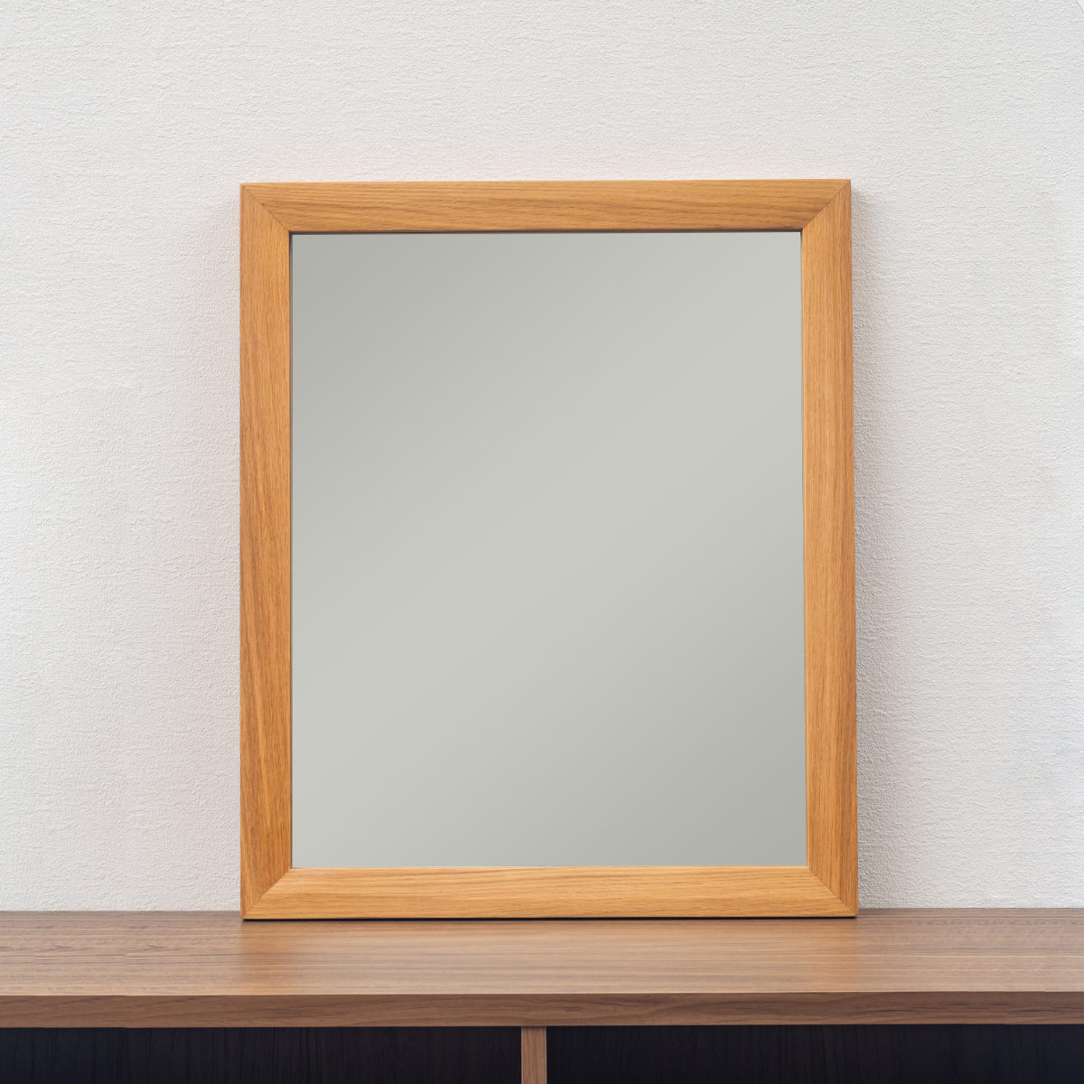 立てかけミラー 50×60cm フレア ( ミラー 鏡 ウォールミラー 立て掛け 天然木 木製フレーム 置き型 かがみ 玄関 四角 オーク無垢材 ナチュラル )