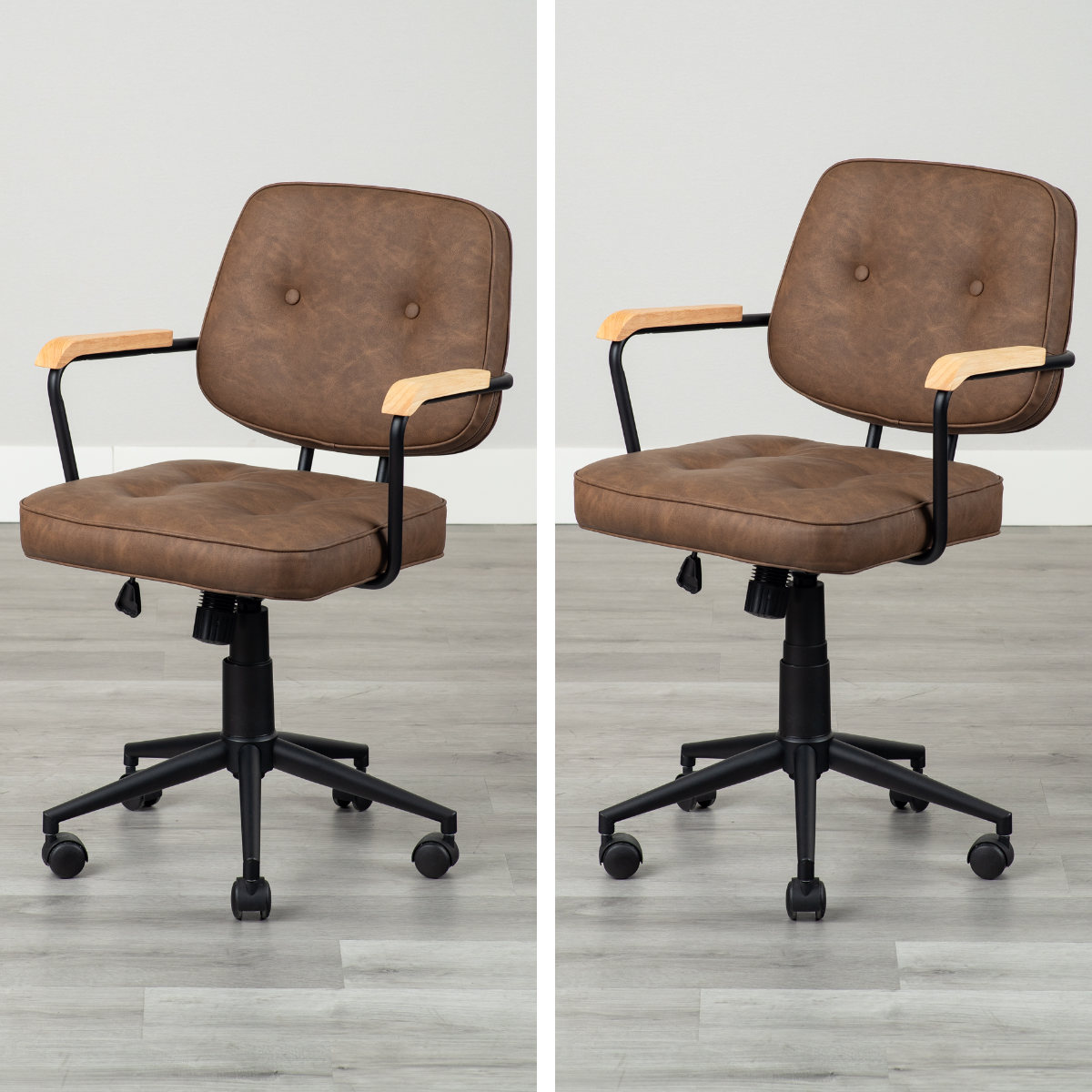 オフィスチェア 肘付 昇降式 座面高43~51cm エイム ( ワークチェア パソコンチェア ロッキング機能 肘掛け 高さ調節 レザー調 キャスター付き イス オフィス 仕事 ダイニング 在宅 勉強椅子 疲れにくい おしゃれ ) 【グレー】 グレー