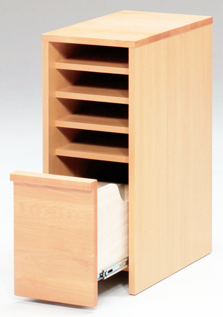 チェスト 幅30cm 学習机 トライA専用 ( サイドチェスト デスク横 引き出し 5段 トレー 収納 木製 天然木 リビング スリム コンパクト 完成品 整理 整頓 学習教材 デスク サイド スリムチェスト おしゃれ デスクワゴン )