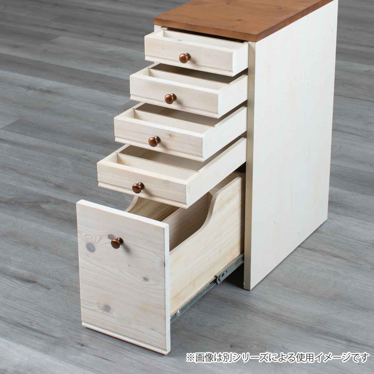 チェスト 幅30cm 学習机 トライA専用 ( サイドチェスト デスク横 引き出し 5段 トレー 収納 木製 天然木 リビング スリム コンパクト 完成品 整理 整頓 学習教材 デスク サイド スリムチェスト おしゃれ デスクワゴン )