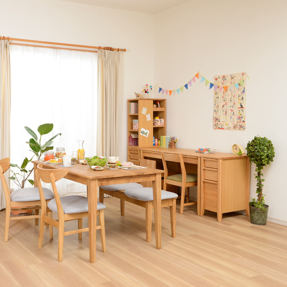 サイドチェスト 幅30cm 学習机 トライA専用 ( デスク横 引き出し 3段 収納 木製 天然木 リビング スリム コンパクト 完成品 脚付き 整理 整頓 学習教材 デスク サイド スリムチェストおしゃれ デスクワゴン )