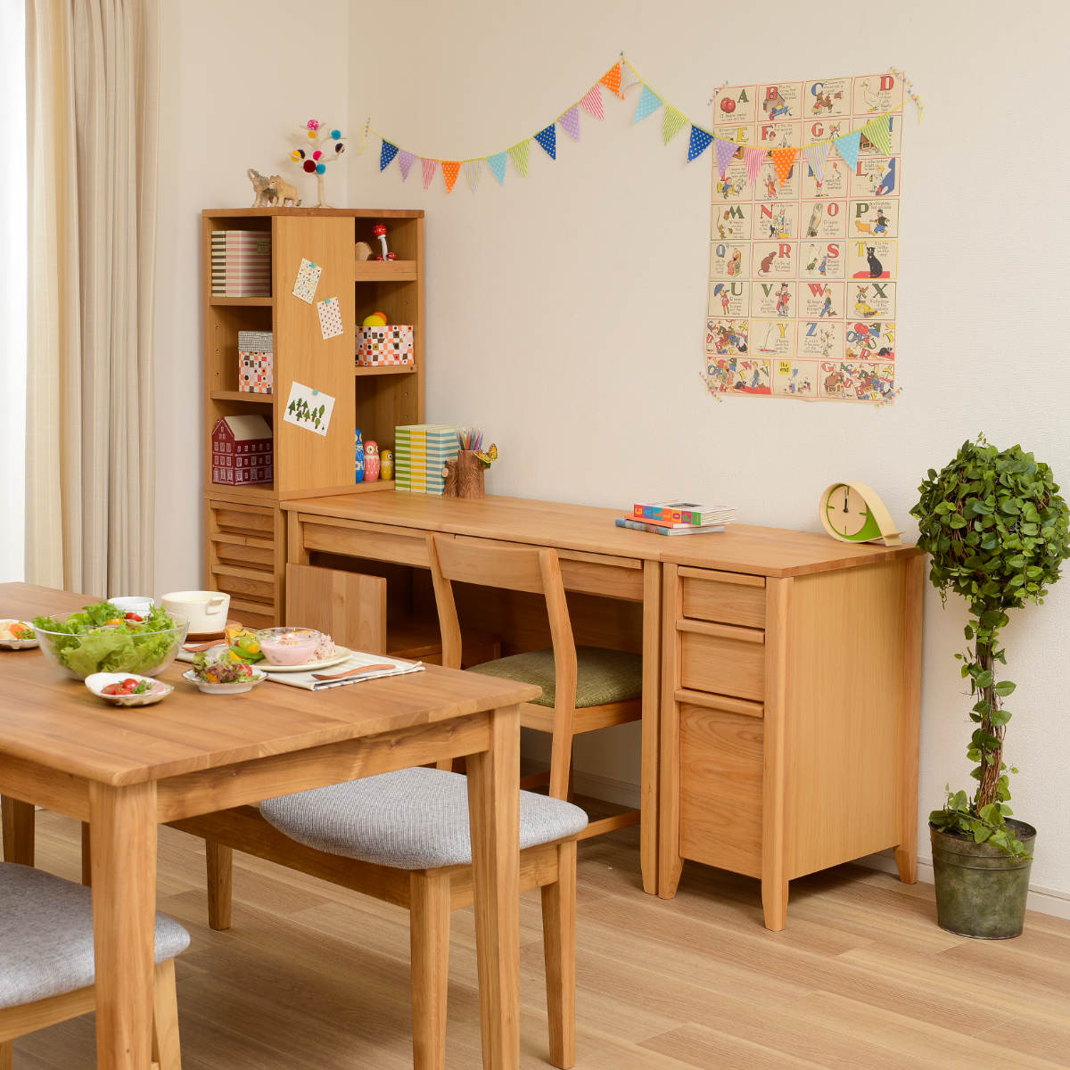 サイドチェスト 幅30cm 学習机 トライA専用 ( デスク横 引き出し 3段 収納 木製 天然木 リビング スリム コンパクト 完成品 脚付き 整理 整頓 学習教材 デスク サイド スリムチェストおしゃれ デスクワゴン )