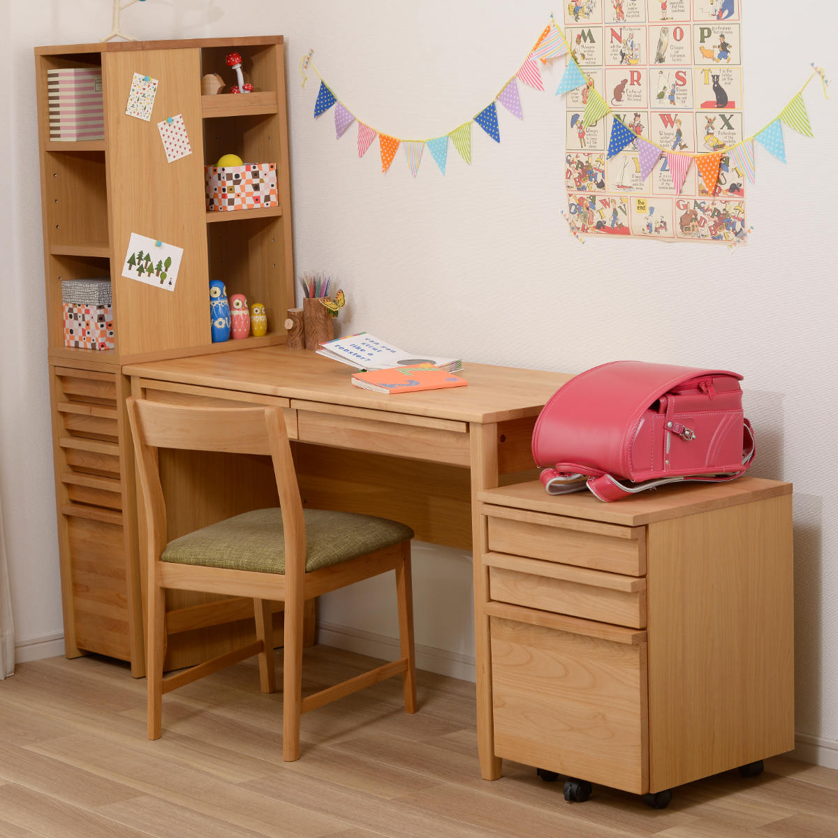 学習机 幅120cm 引出し付 トライA ( デスク 学習デスク 机 勉強机 木製 天然木 引き出し A3 シンプル 奥行50 コンパクト リビング学習 パソコンデスク ワークデスク リビングデスク 書斎 木製デスク シンプルデスク PCデスク )