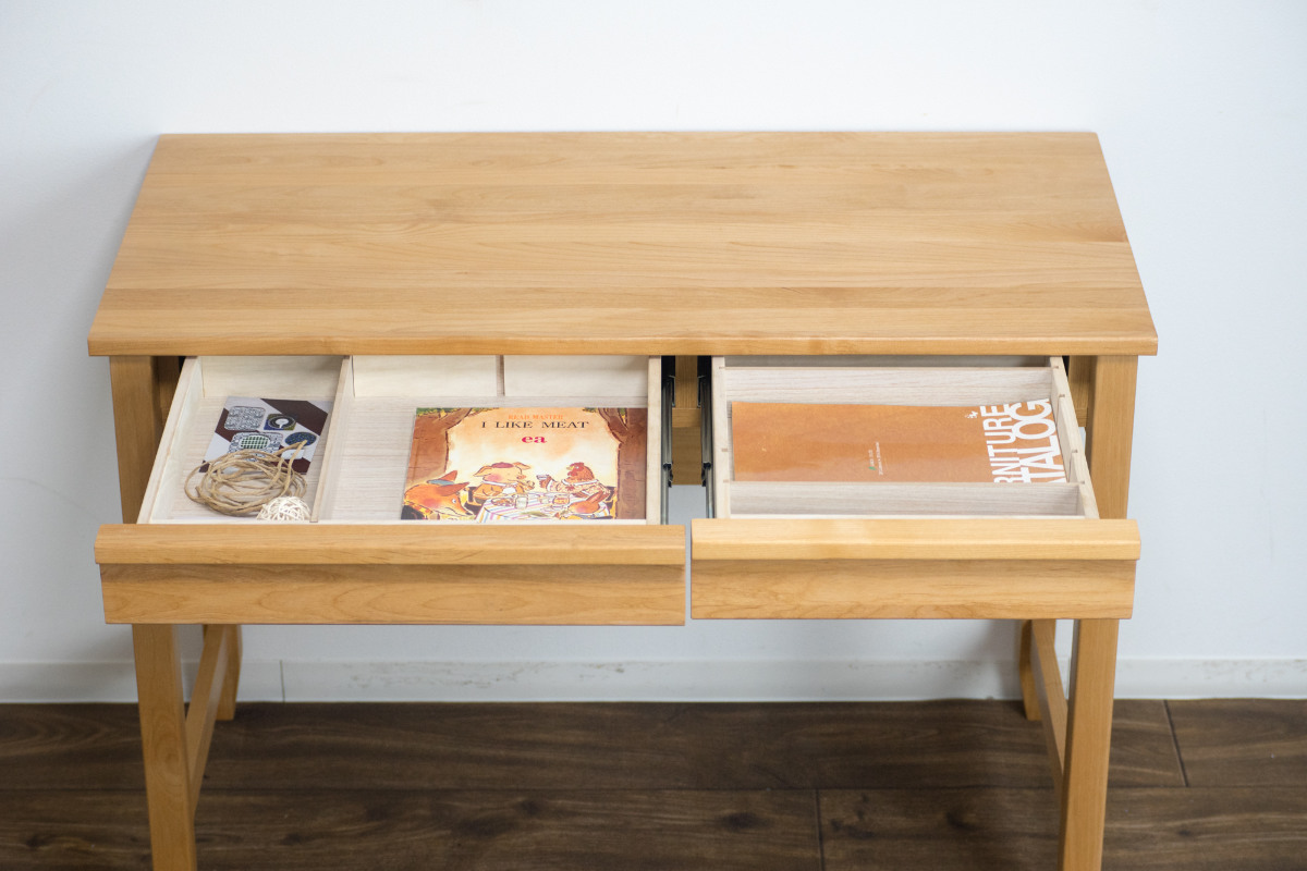 学習机 幅100cm 引出し付 トライA ( デスク 学習デスク 机 勉強机 木製 天然木 引き出し A3 A4 シンプル 奥行50 コンパクト リビング学習 パソコンデスク ワークデスク リビングデスク 書斎 木製デスク シンプルデスク PCデスク )