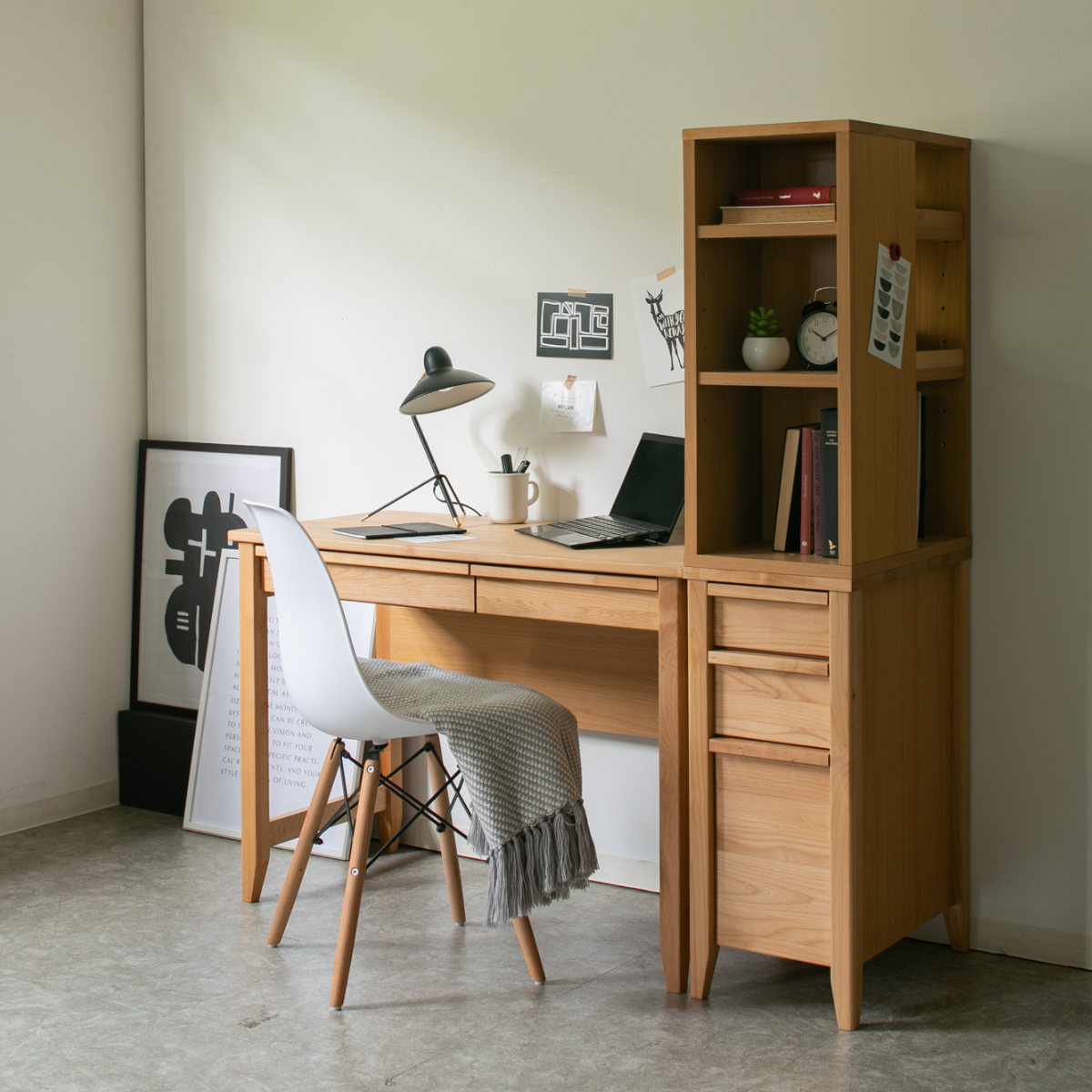 学習机 幅100cm 引出し付 トライA ( デスク 学習デスク 机 勉強机 木製 天然木 引き出し A3 A4 シンプル 奥行50 コンパクト リビング学習 パソコンデスク ワークデスク リビングデスク 書斎 木製デスク シンプルデスク PCデスク )