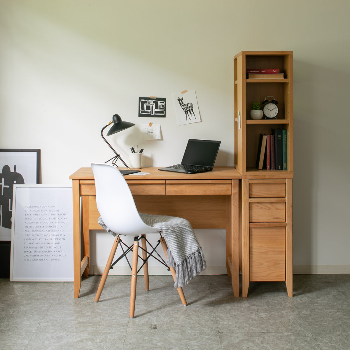 学習机 幅100cm 引出し付 トライA ( デスク 学習デスク 机 勉強机 木製 天然木 引き出し A3 A4 シンプル 奥行50 コンパクト リビング学習 パソコンデスク ワークデスク リビングデスク 書斎 木製デスク シンプルデスク PCデスク )