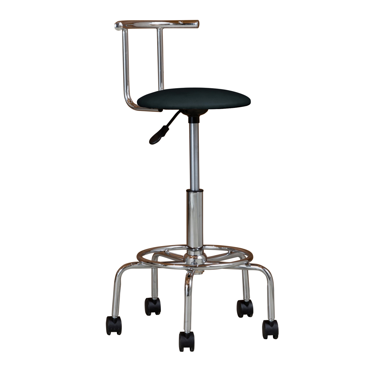 カウンターチェア 昇降式 座面高56~72cm バーチ ( 背もたれ付き キャスター付き バーチェア キッチンチェア イス 椅子 高さ調節 回転 スツール キッチン ラウンドチェア ダイニング 足掛け 足置き ハイチェア ) 【ブラック】 ブラック