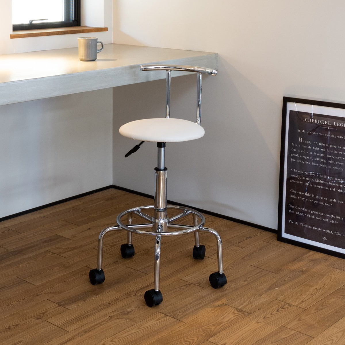 カウンターチェア 昇降式 座面高56~72cm バーチ ( 背もたれ付き キャスター付き バーチェア キッチンチェア イス 椅子 高さ調節 回転 スツール キッチン ラウンドチェア ダイニング 足掛け 足置き ハイチェア ) 【ブラック】 ブラック