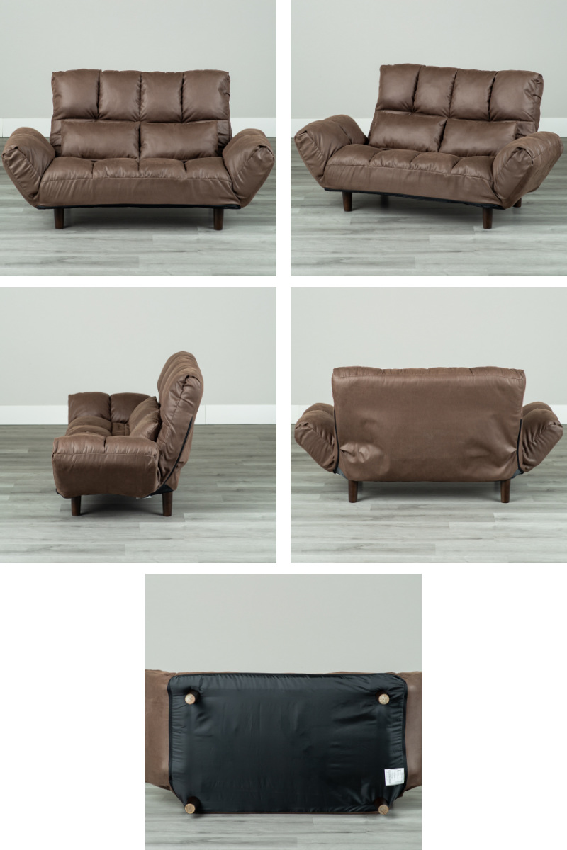 ソファ 2人掛け 幅175cm レザーファブリック生地 ファクト3 ( ソファー リビングソファ アームソファ 背もたれ リクライニング 肘掛け 脚 取り外し ローソファ クッション付き コンパクト ポケットコイル おしゃれ フラット ) 【ブラウン】 ブラウン
