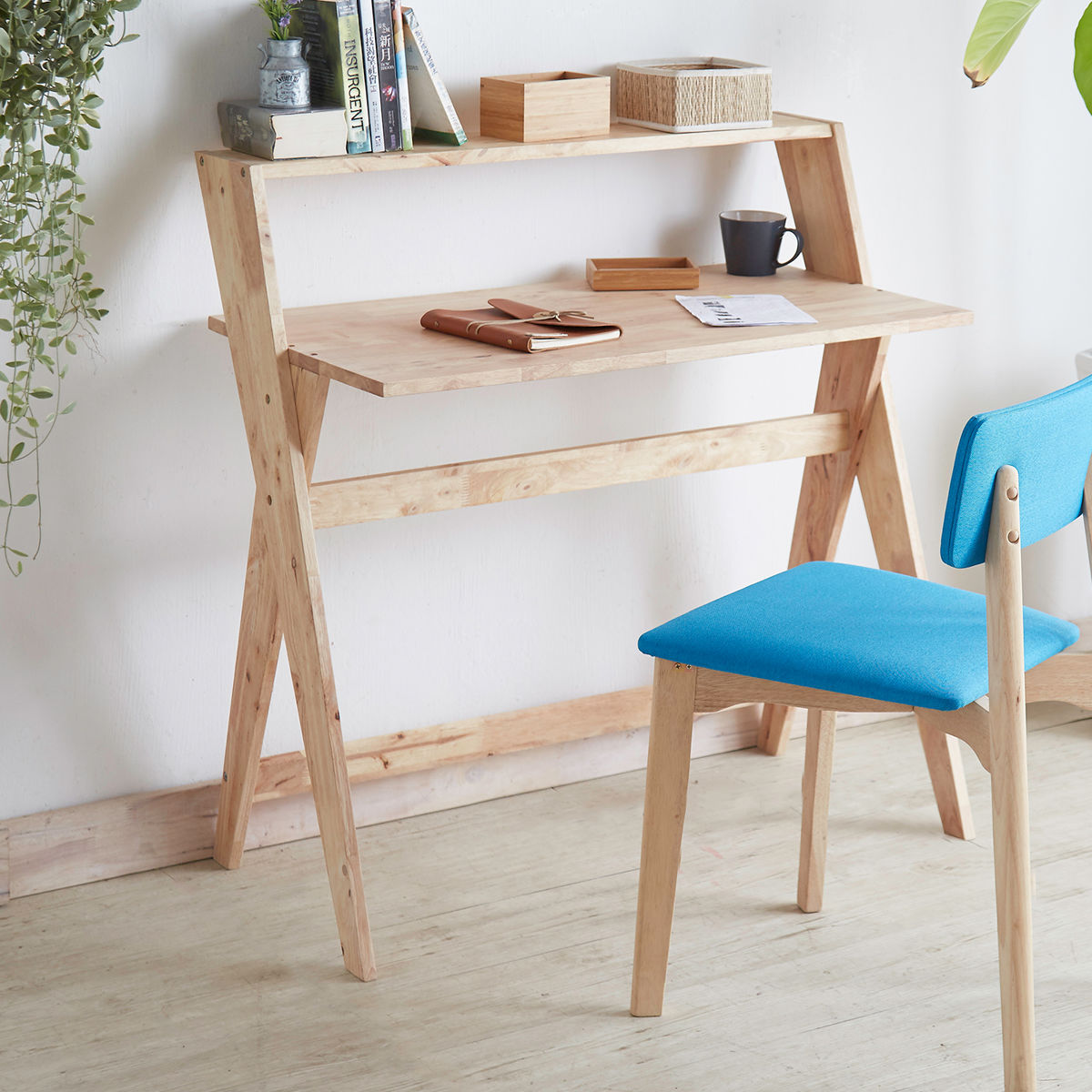 ワークデスク 幅94cm ドリンクホルダー付 NATURAL SIGNATURE ( デスク 机 学習机 勉強机 パソコンデスク コンパクト 木製 天然木 ドレッサー ラック棚 学習デスク パソコン PC リビングデスク おしゃれ 平机 )