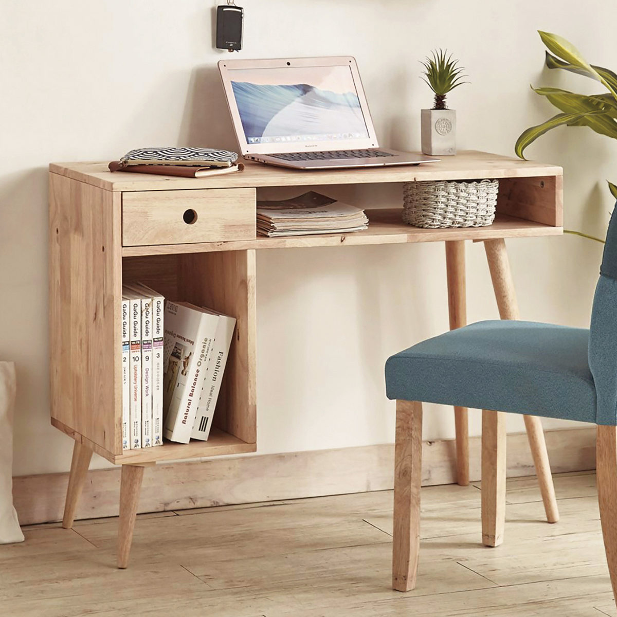 ワークデスク 幅100cm 収納棚付 片袖デスク NATURAL SIGNATURE