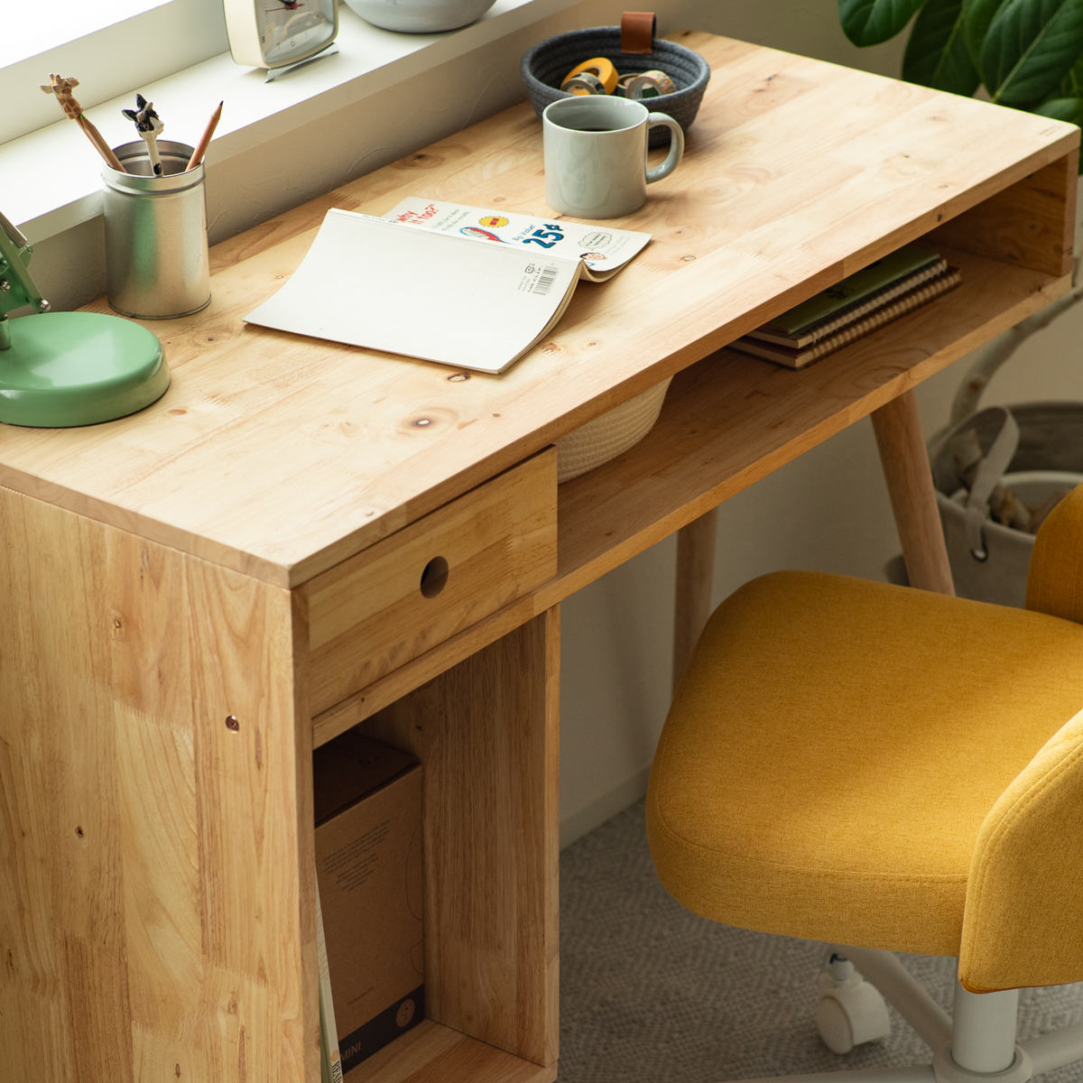 木製　デスク　ドレッサー　パソコンデスク　天然木　引き出し　ナチュラルウッド フラップ デュアル デスクドレッサー 完成品 天然木 アルダー