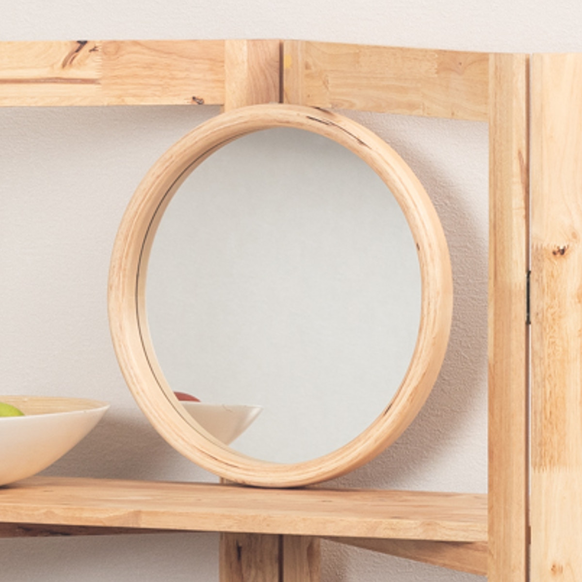 ミラー ウォールミラー 直径38cm ラウンドミラー NATURAL SIGNATURE ( 円型 丸 ラウンド 鏡 壁掛け 卓上 木製 天然木 フレーム シンプル ナチュラル 玄関 トイレ 洗面 リビング 吊り下げ )