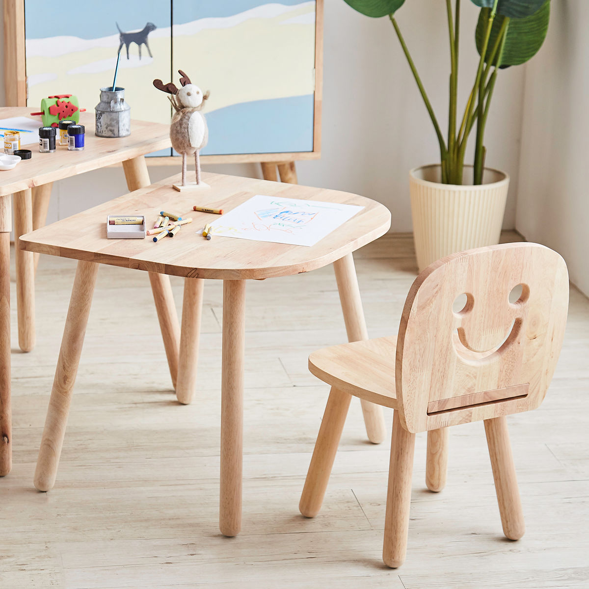 キッズデスク チェアセット 継ぎ脚付 NATURAL SIGNATURE ( デスク 机 子供 子ども キッズ 木製 天然木 高さ調整 キッズチェア テーブル キッズテーブル 椅子 学習机 リビング学習 お絵描き 絵本 勉強 子どもデスク おしゃれ )