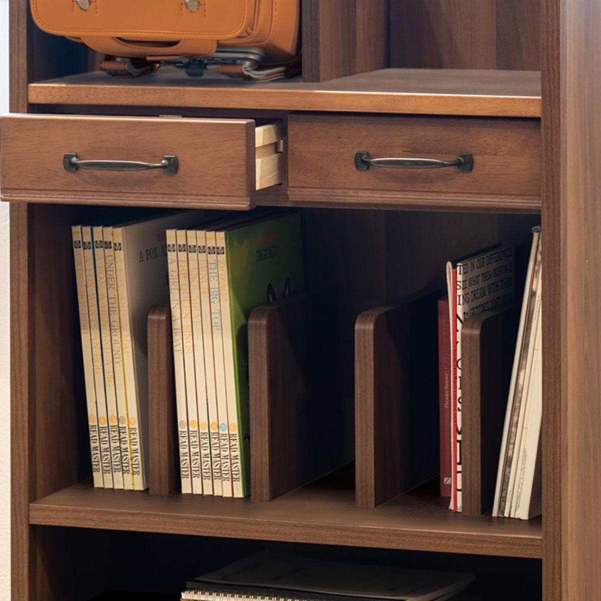 ランドセルラック 学習机用棚 トライR ( 収納 ラック ランドセル 木製 天然木 ランドセル収納 引き出し 棚 キッズ リビングラック 本棚 ワゴン 完成品 リビング キャスター付き かばん 置き場 学校教材 おしゃれ モダン )