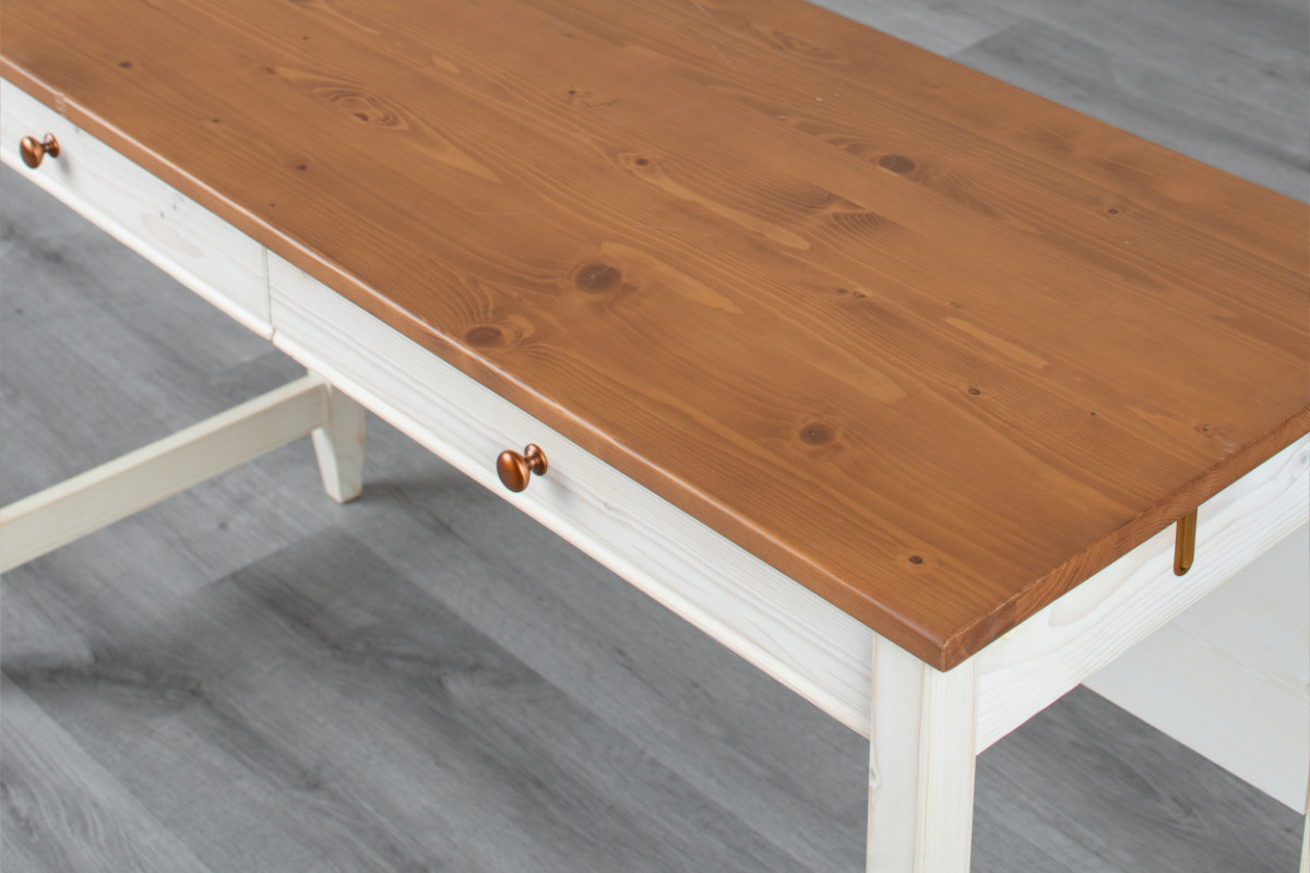 学習机 幅120cm 引出し付 トライP ( デスク 学習デスク 机 勉強机 木製 天然木 引き出し A3 リビング学習 パソコンデスク ワークデスク リビングデスク 書斎 木製デスク シンプルデスク PCデスク カントリー調 )