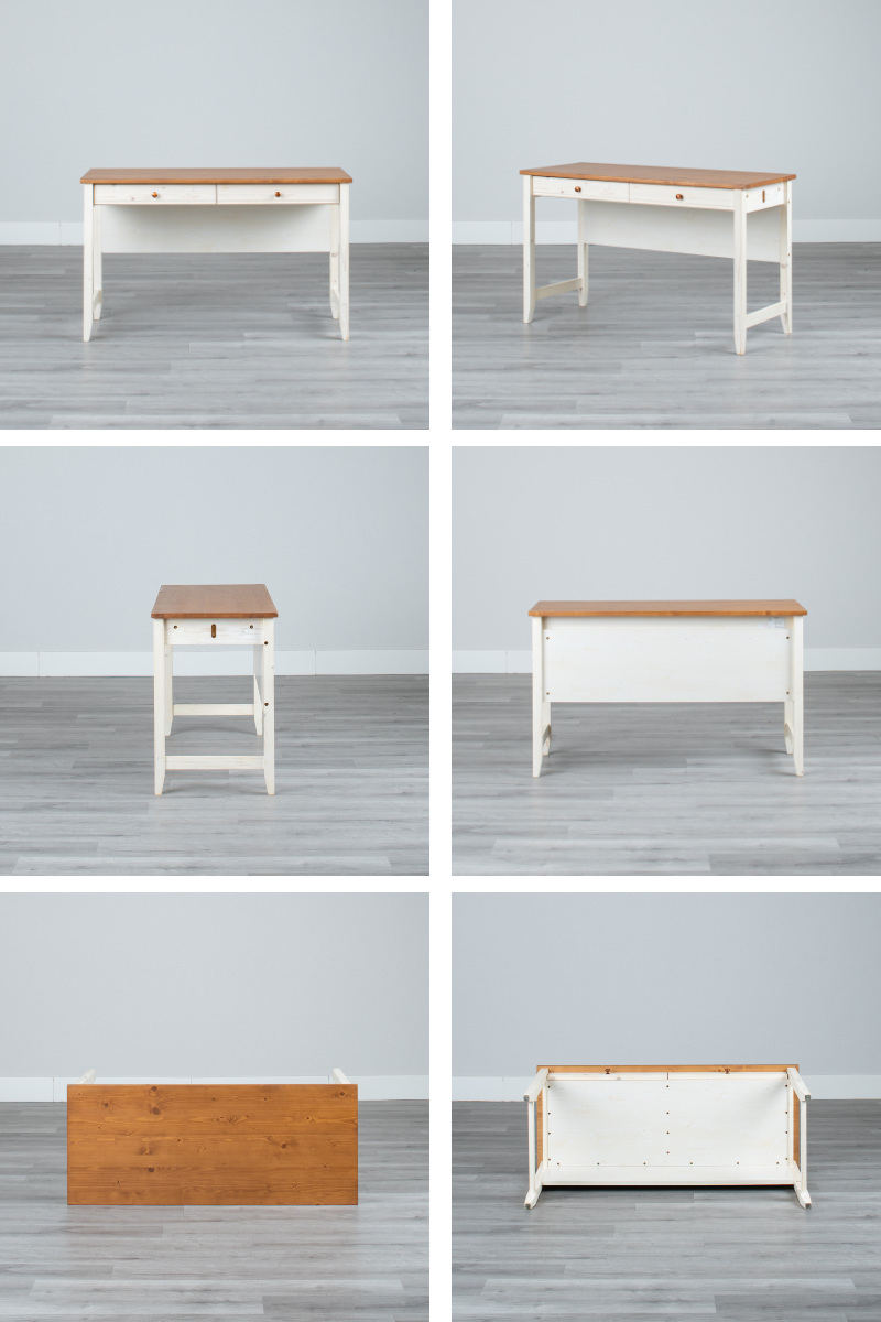 学習机 幅120cm 引出し付 トライP ( デスク 学習デスク 机 勉強机 木製 天然木 引き出し A3 リビング学習 パソコンデスク ワークデスク リビングデスク 書斎 木製デスク シンプルデスク PCデスク カントリー調 )