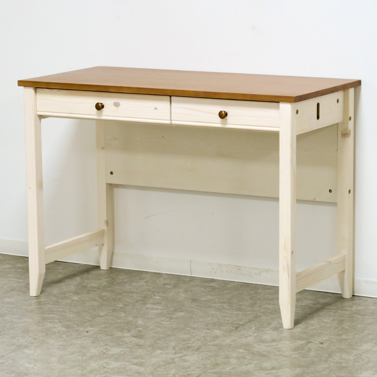 学習机 幅100cm 引出し付 トライP ( デスク 学習デスク 机 勉強机 木製 天然木 引き出し A3 A4 リビング学習 パソコンデスク ワークデスク リビングデスク 書斎 木製デスク シンプルデスク PCデスク カントリー調 )