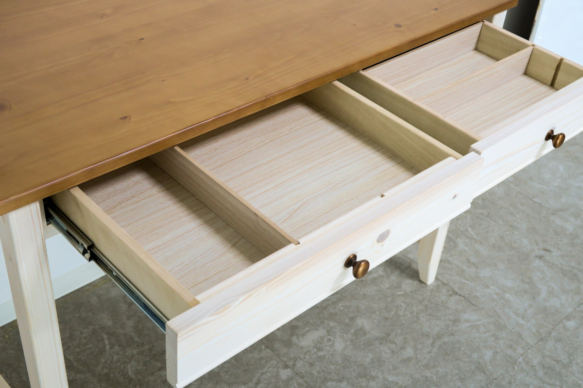 学習机 幅100cm 引出し付 トライP ( デスク 学習デスク 机 勉強机 木製 天然木 引き出し A3 A4 リビング学習 パソコンデスク ワークデスク リビングデスク 書斎 木製デスク シンプルデスク PCデスク カントリー調 )