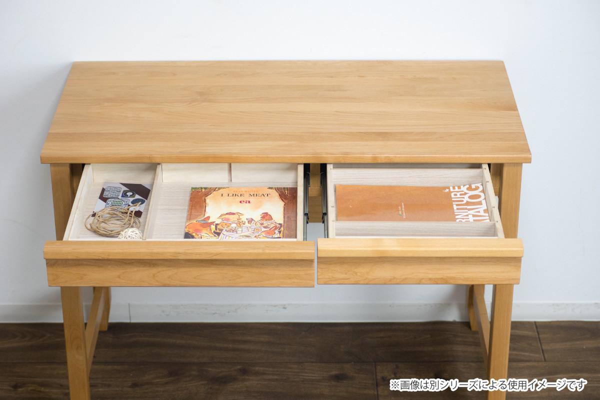 学習机 幅100cm 引出し付 トライP ( デスク 学習デスク 机 勉強机 木製 天然木 引き出し A3 A4 リビング学習 パソコンデスク ワークデスク リビングデスク 書斎 木製デスク シンプルデスク PCデスク カントリー調 )