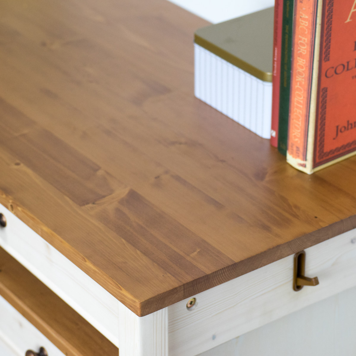 学習机 幅100cm 引出し付 トライP ( デスク 学習デスク 机 勉強机 木製 天然木 引き出し A3 A4 リビング学習 パソコンデスク ワークデスク リビングデスク 書斎 木製デスク シンプルデスク PCデスク カントリー調 )