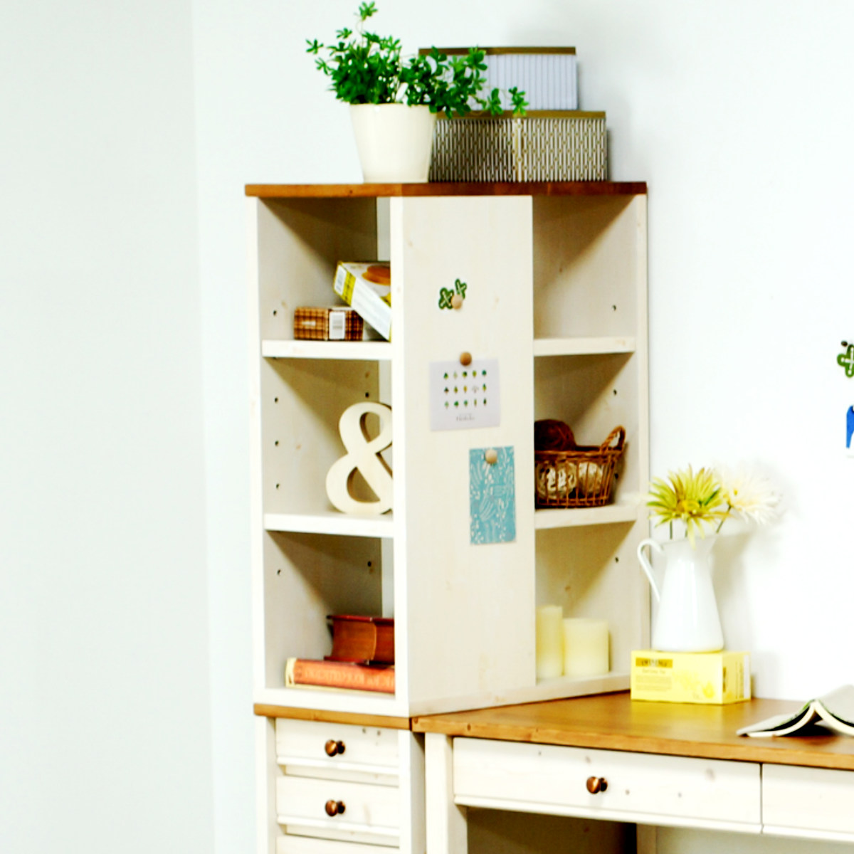 オープンラック 幅30cm シェルフ 学習机 トライP専用 ( ラック 棚 収納 木製 天然木 本棚 デスク横 スリム 木製ラック コンパクト マグネット対応 完成品 整理 整頓 ウッドラック 学習教材 3方向 出し入れ カントリー調 )