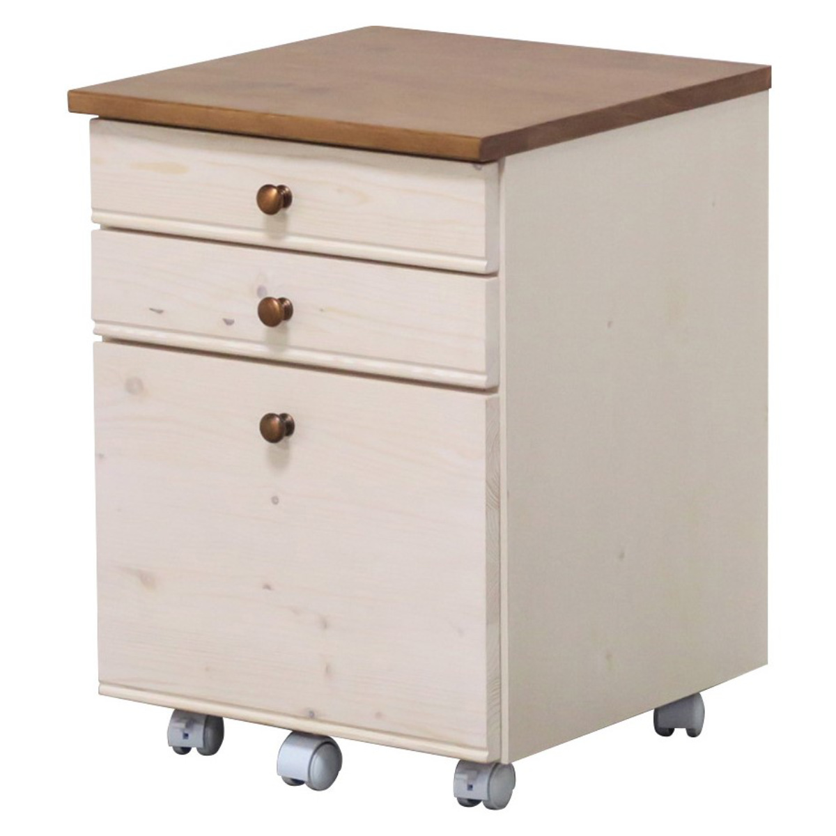 デスクワゴン 幅42cm 3段 キャスター付 トライP ( ワゴン サイドワゴン 引き出し 収納 デスク横 デスク下 サイドチェスト フルオープン 完成品 脇机 キャビネット サイドキャビネット 書類整理 おしゃれ カントリー調 )