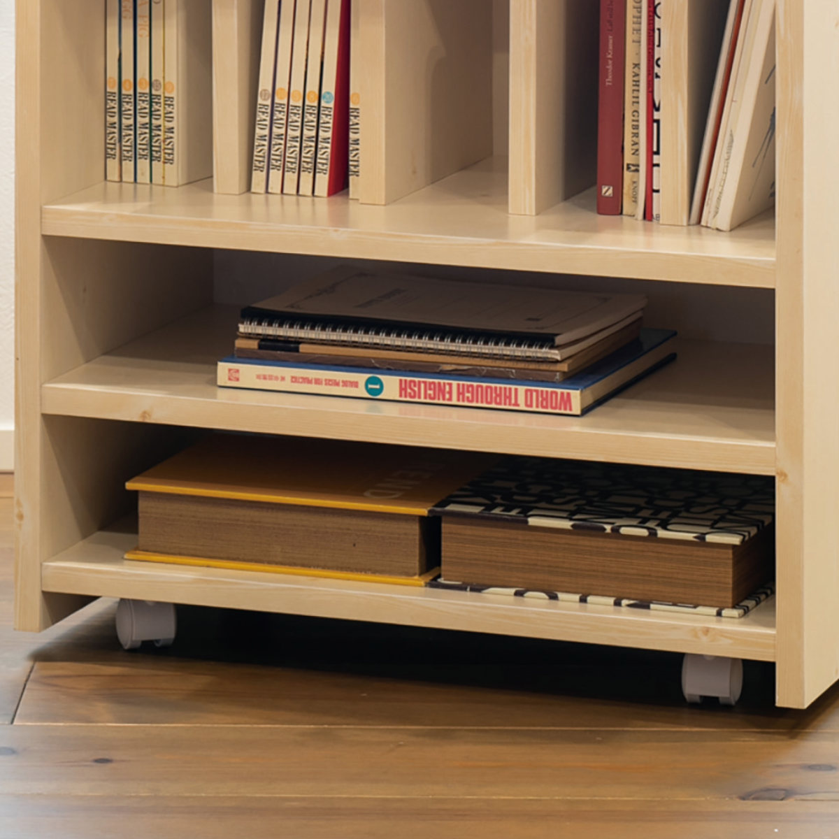 ランドセルラック 学習机用棚 トライP ( 収納 ラック ランドセル 木製 天然木 ランドセル収納 引き出し 棚 キッズ リビングラック 本棚 ワゴン 完成品 リビング キャスター付き かばん 置き場 学校教材 おしゃれ カントリー調 )